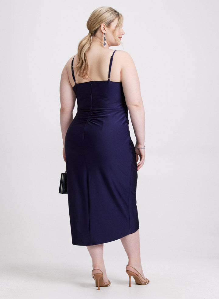 Sleeveless Ruched Wrap-Over Dress