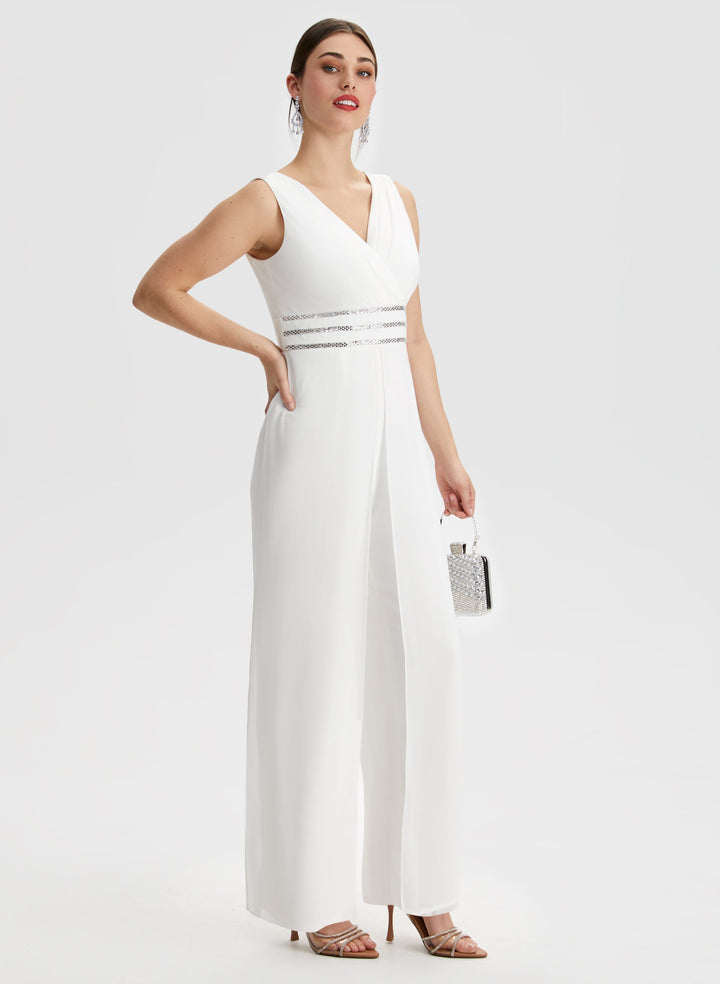 Rhinestone Stripe Detail Jumpsuit