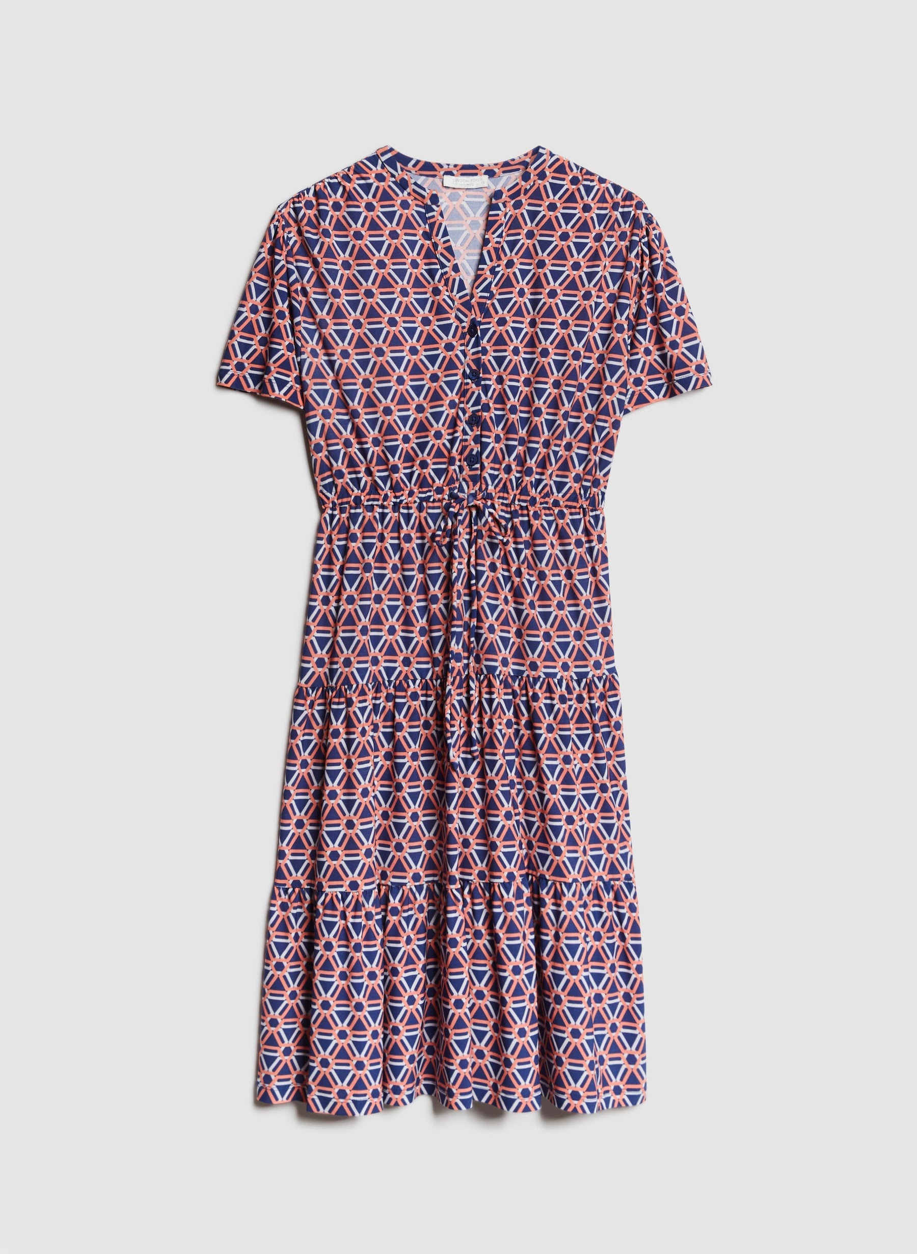Geometric Print Tiered Midi Dress