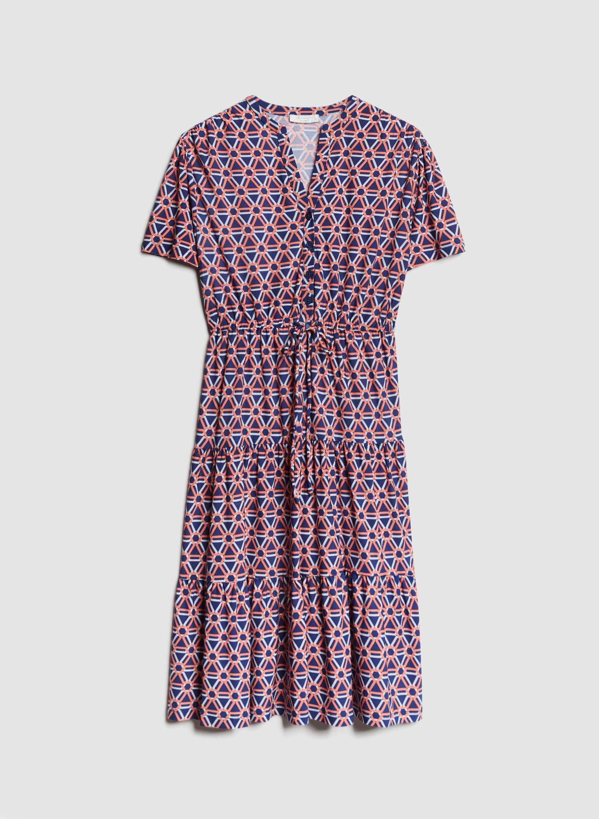 Geometric Print Tiered Midi Dress