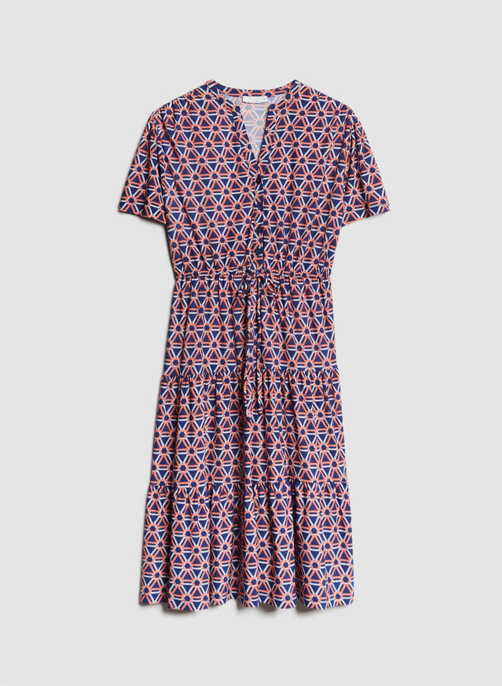Geometric Print Tiered Midi Dress