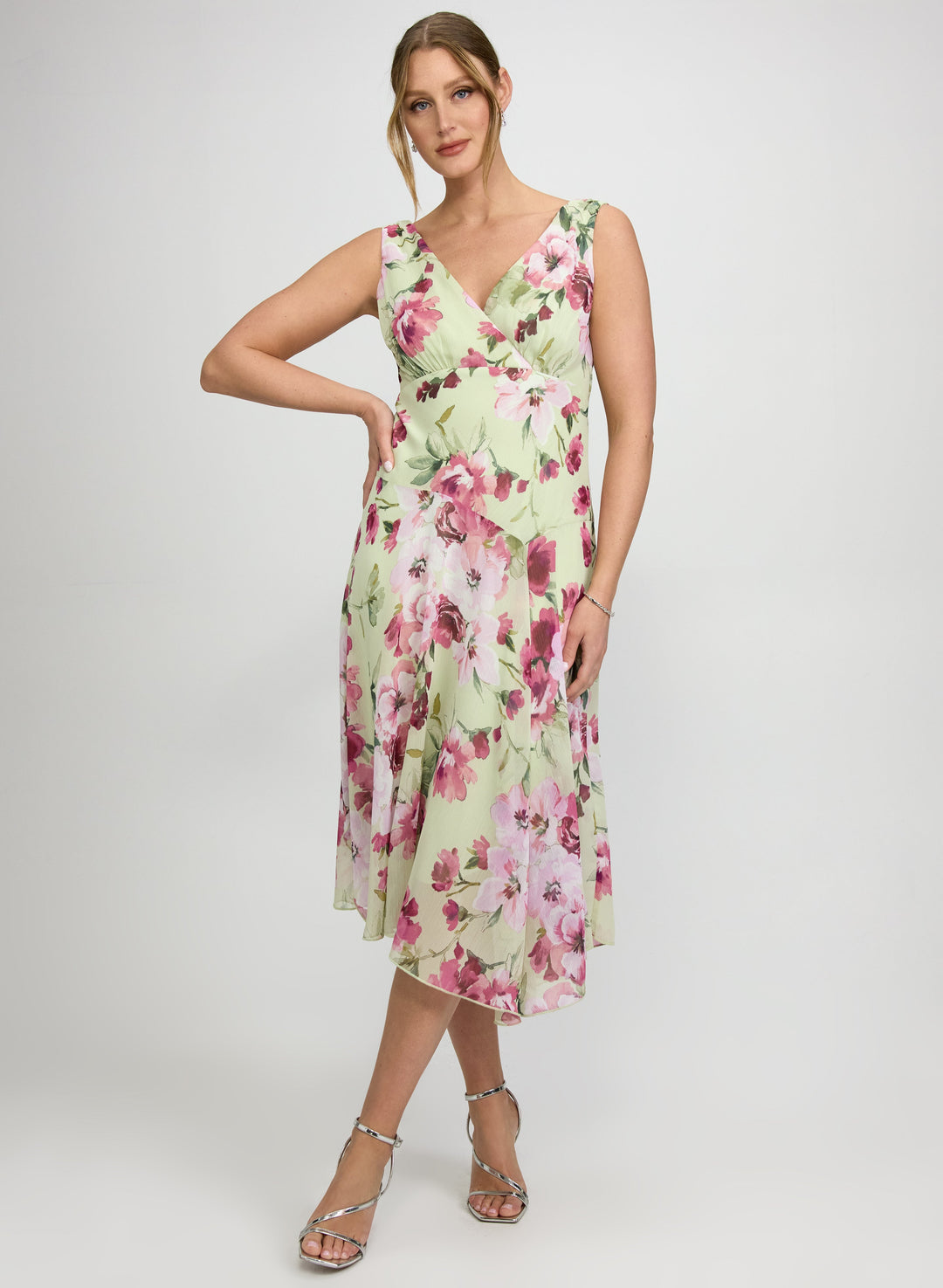 Floral Chiffon Midi Dress