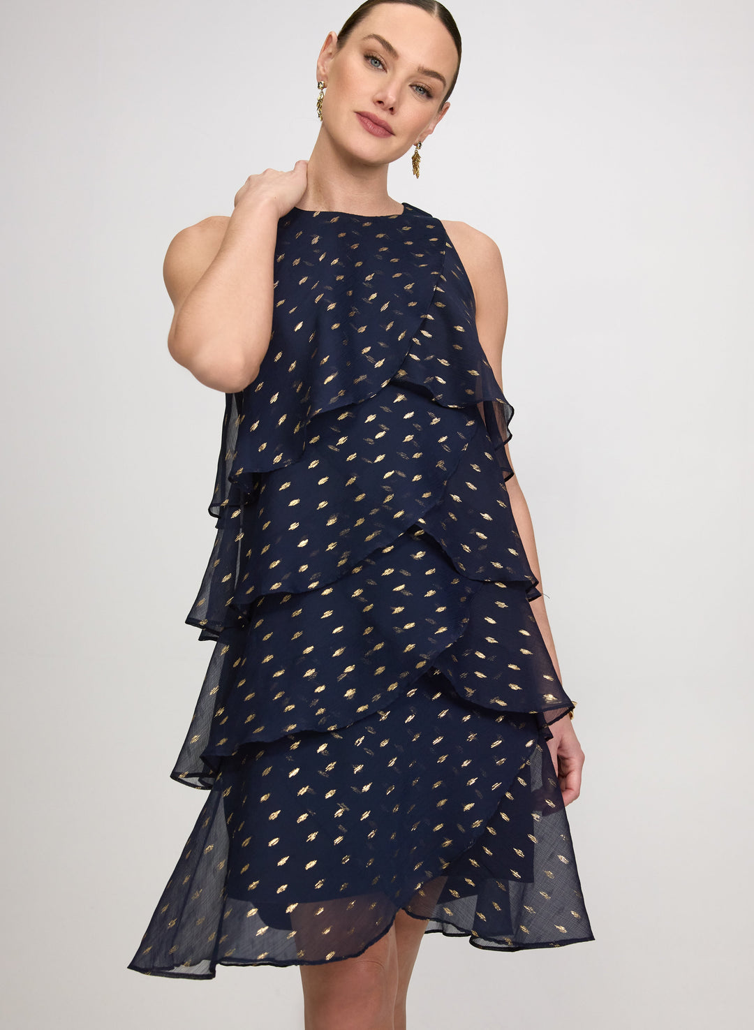 Tiered Foil Print Dress