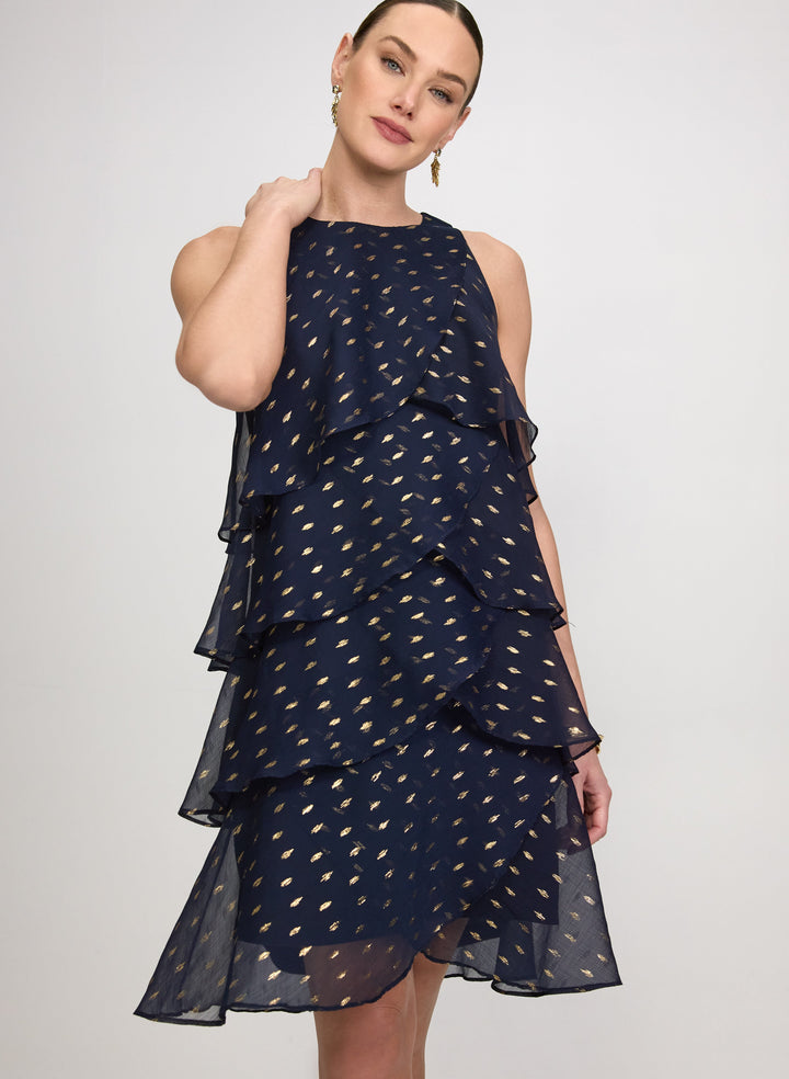 Tiered Foil Print Dress