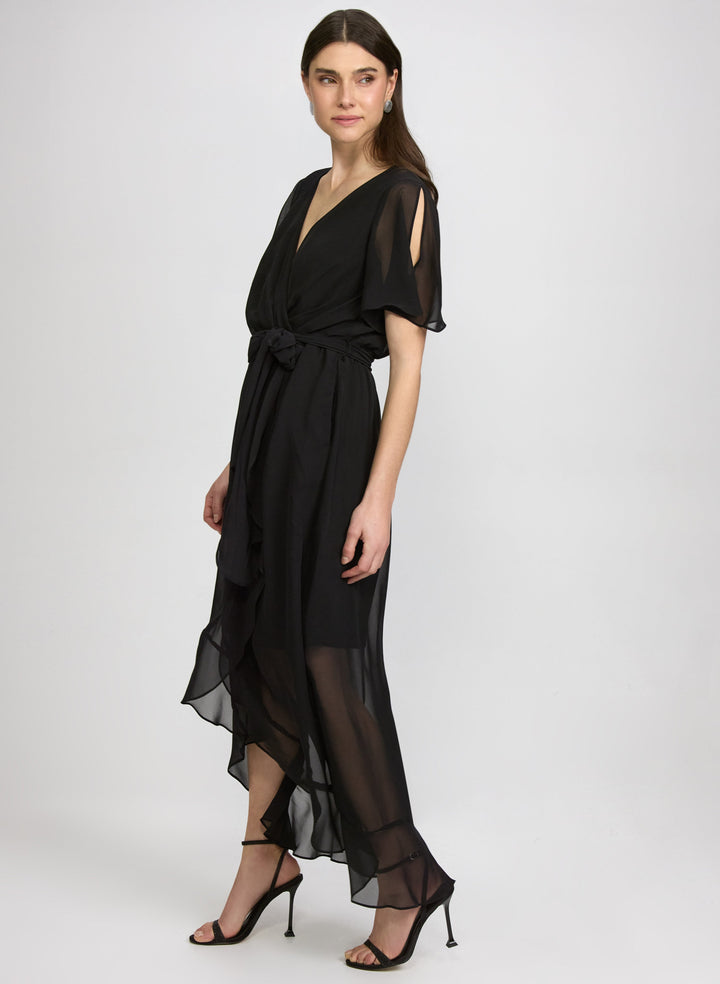 Chiffon Wrap-Style Dress