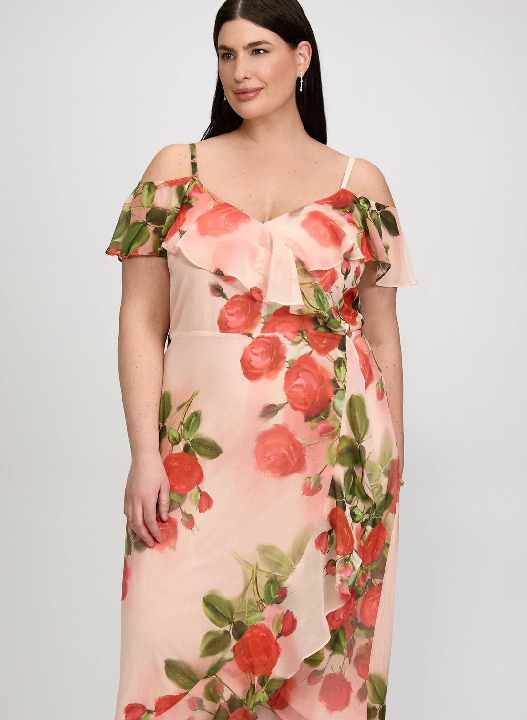 Rose Print Midi Dress