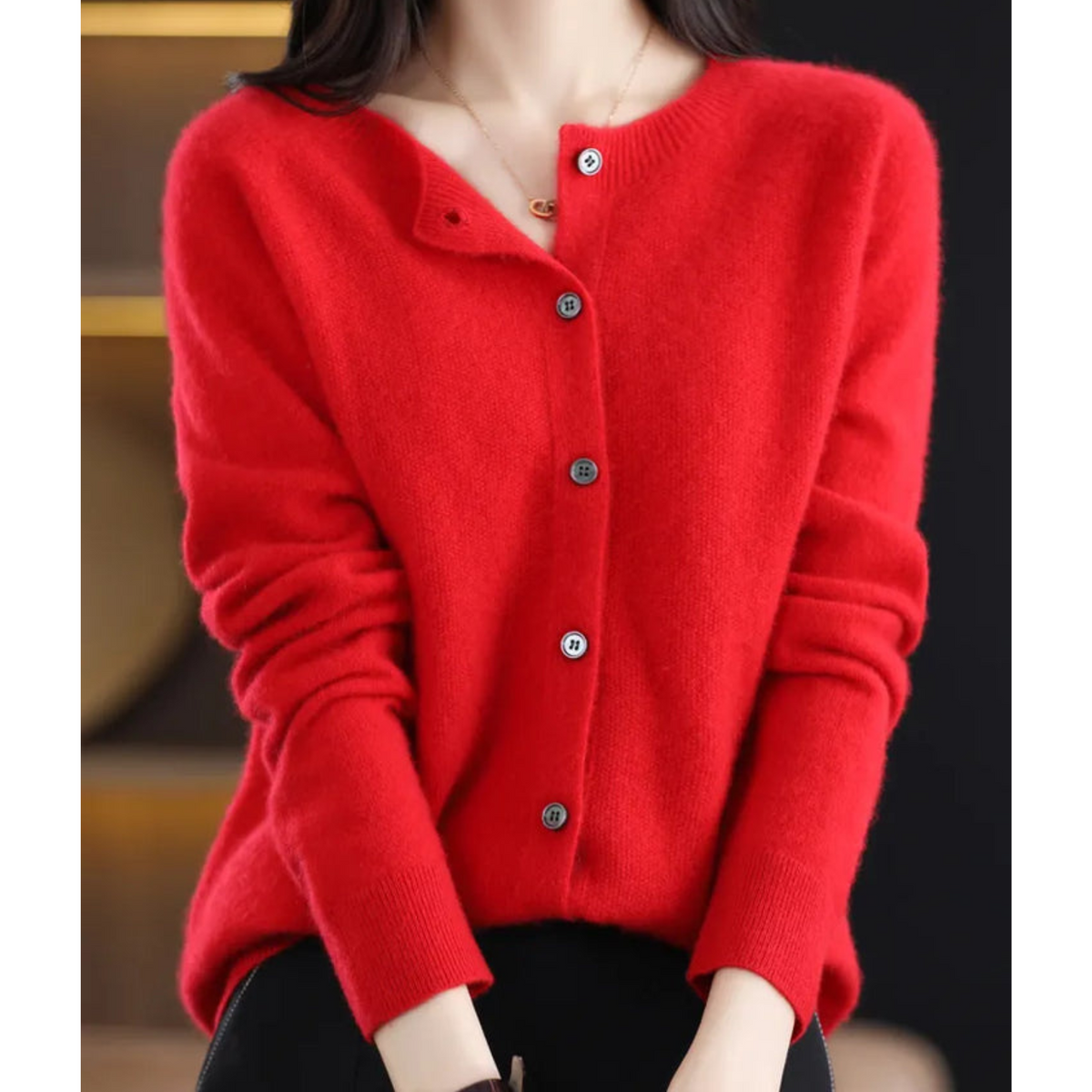 Evelyn – Wool Blend Knit Cardigan