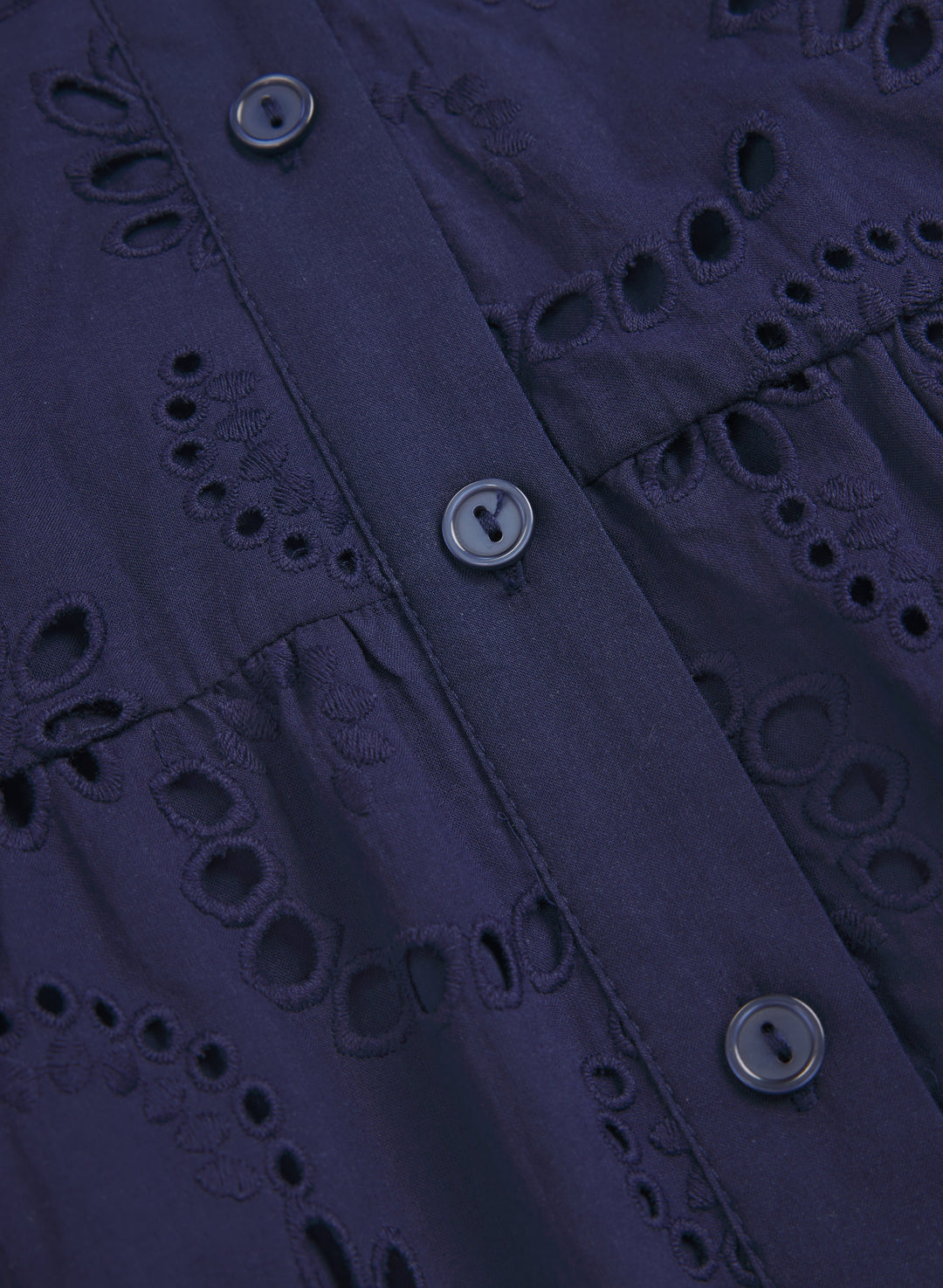 Embroidered Button-Down Midi Dress