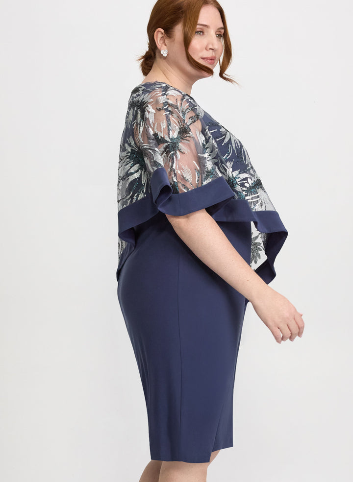 Floral Capelet Overlay Dress