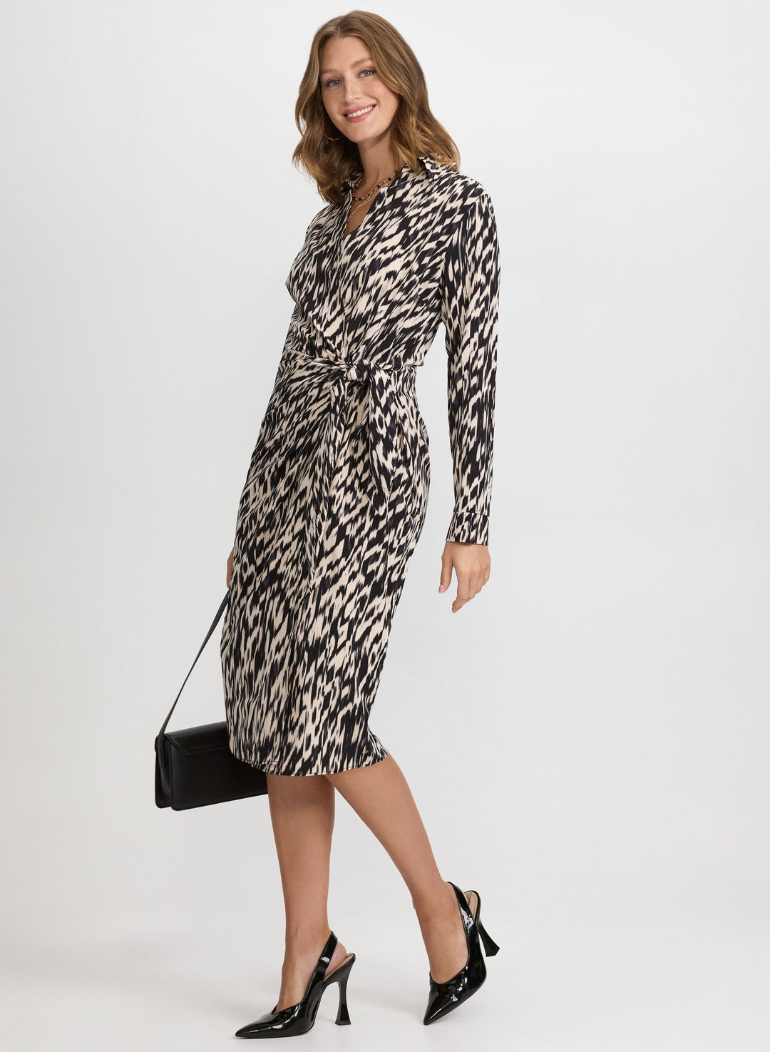 Abstract Tie-Waist Dress