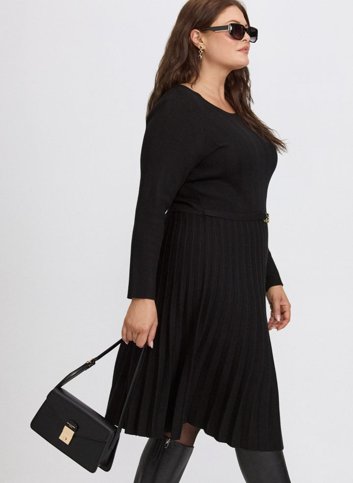 Pleated Sweater Dress