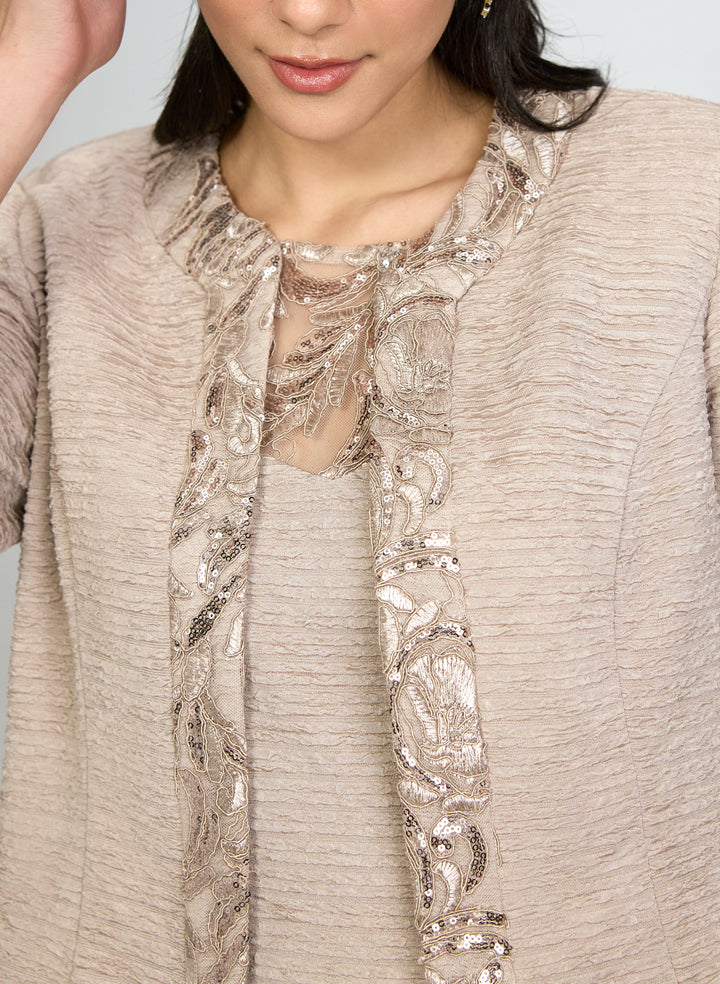 Crinkled Jacket & Dress Set