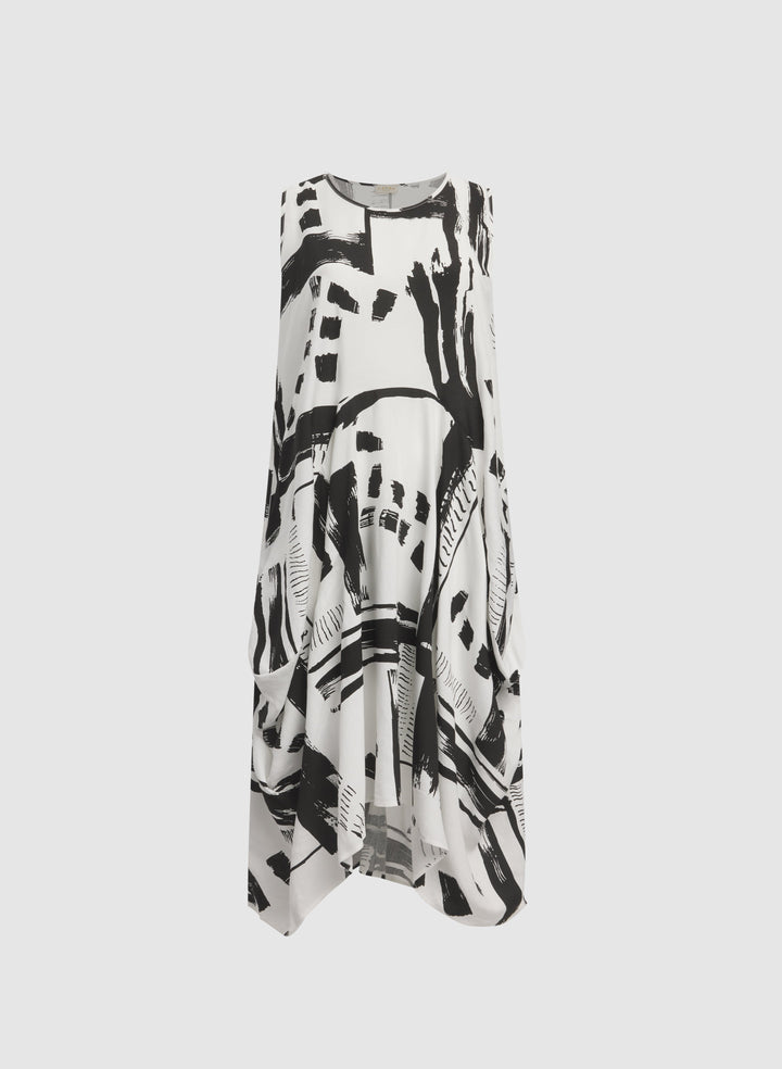 Sleeveless Abstract Print Dress