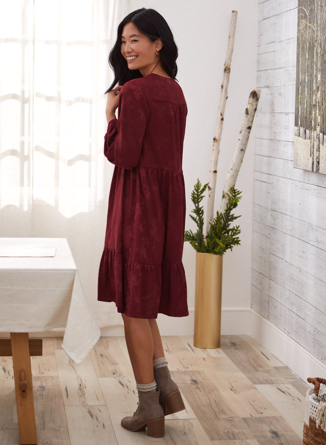 Floral Satin Babydoll Dress