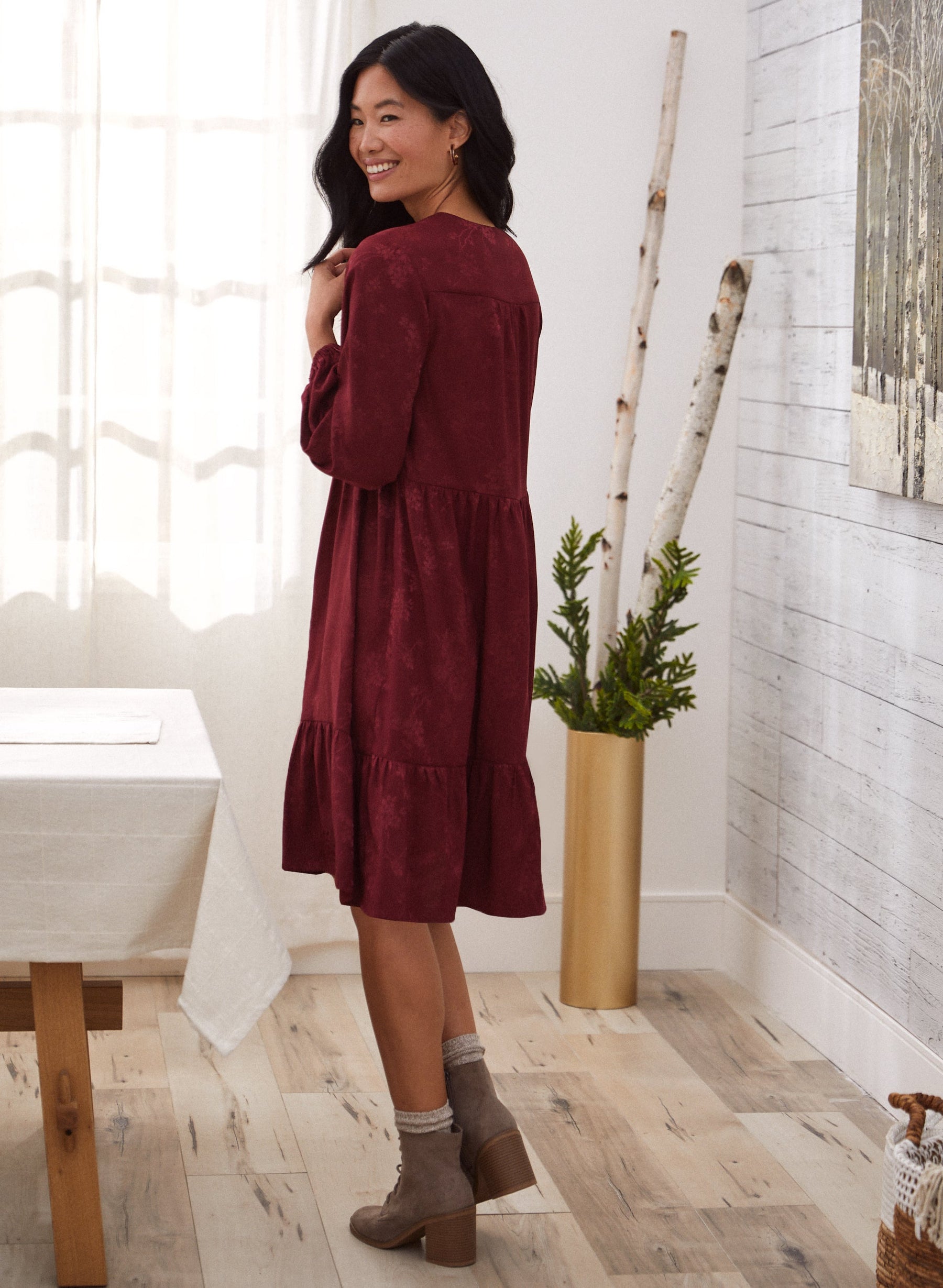 Floral Satin Babydoll Dress
