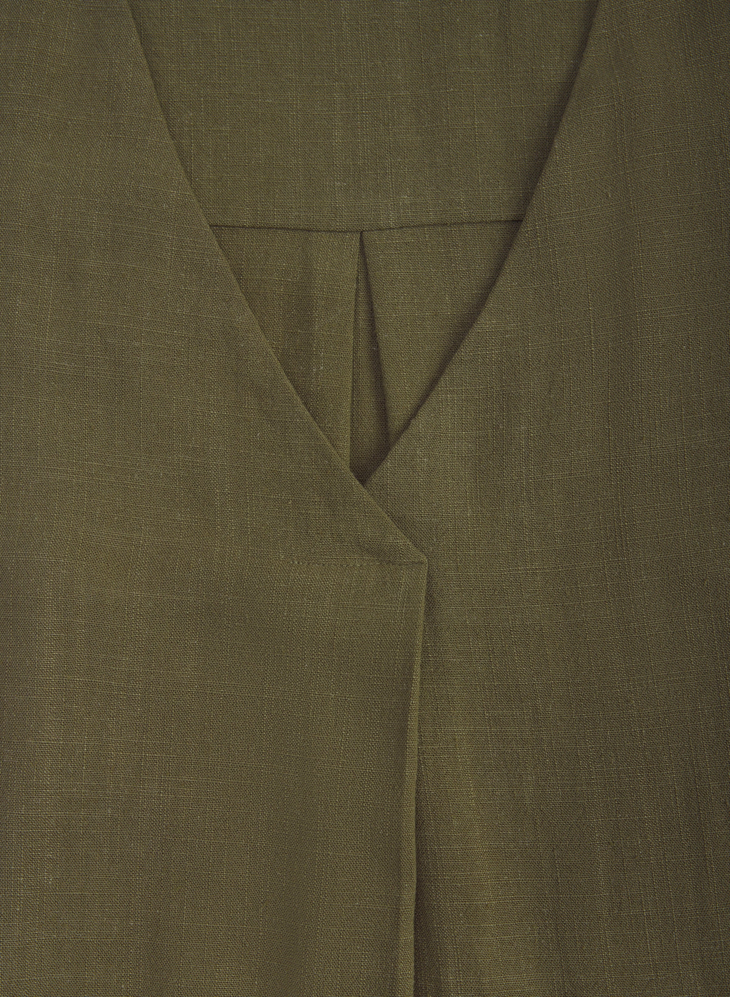 Belted Stretch Linen-Blend Dress