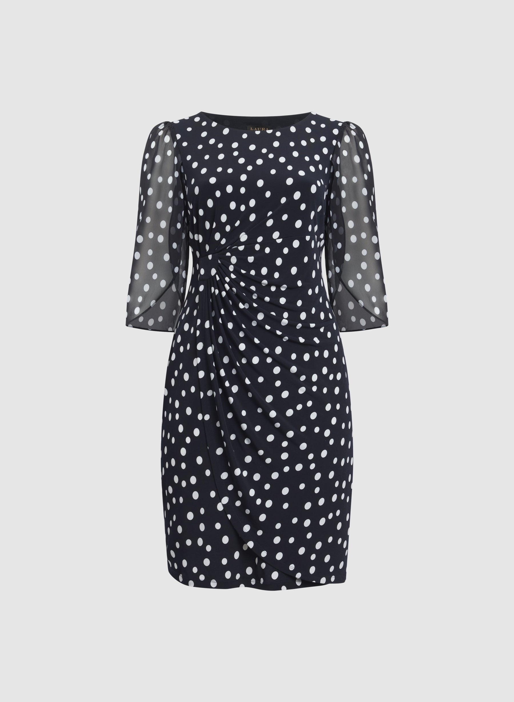 Polka Dot Cape Sleeve Dress