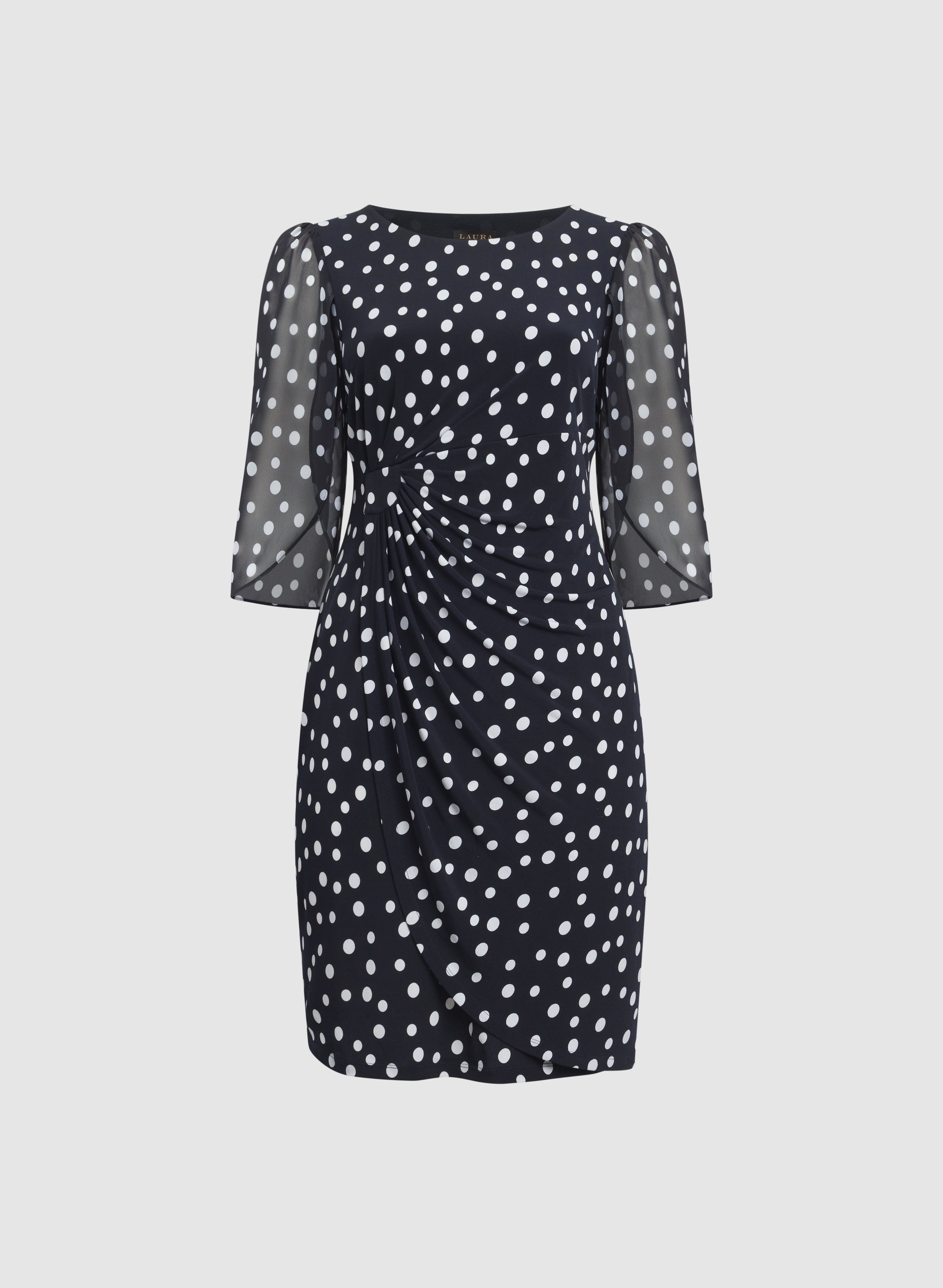Polka Dot Cape Sleeve Dress