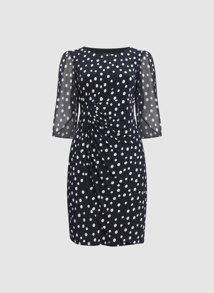 Polka Dot Cape Sleeve Dress