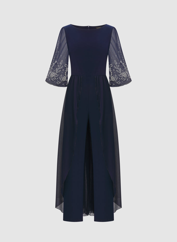 Beaded Chiffon Jumpsuit