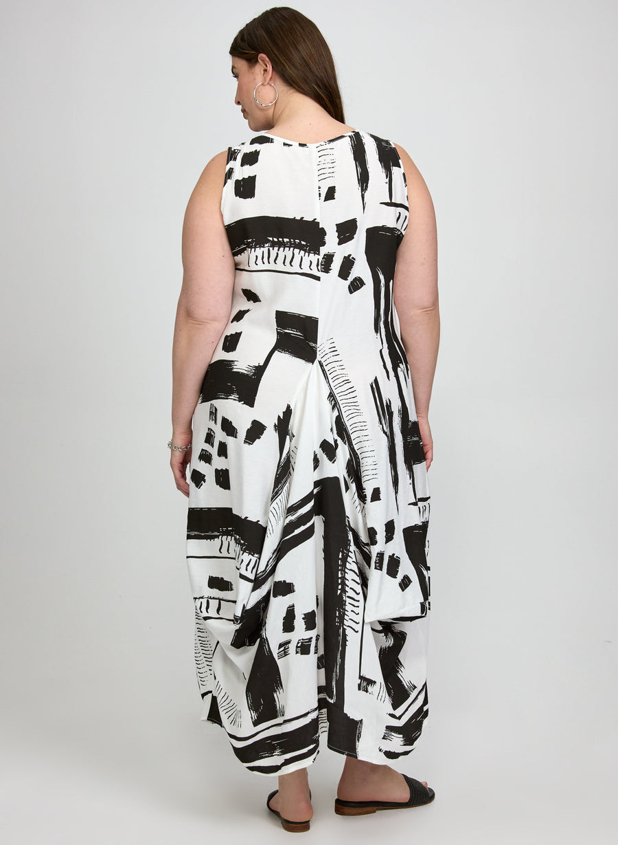 Sleeveless Abstract Print Dress