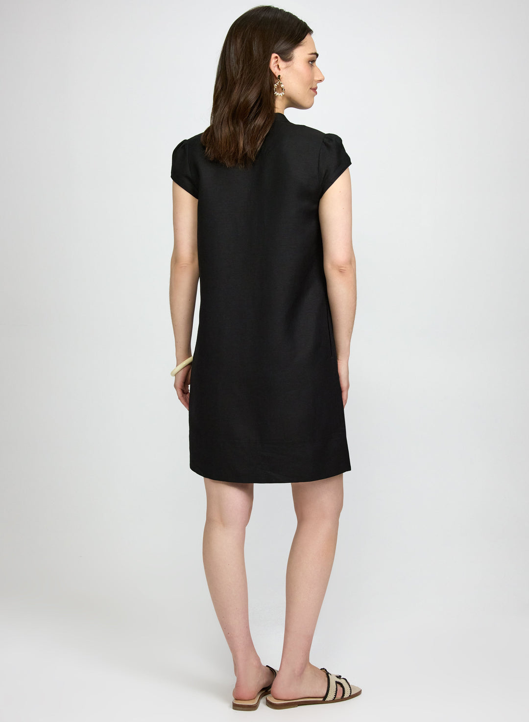 Straight Linen-Blend Dress