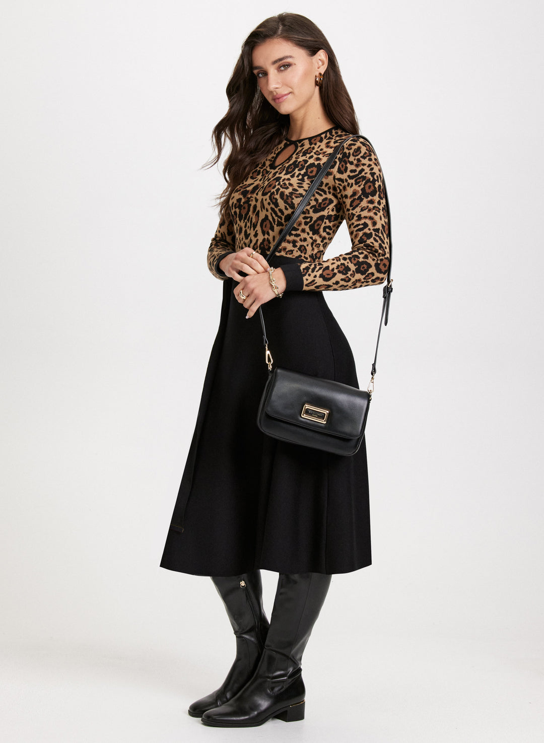 Sash Detail Leopard Print Dress