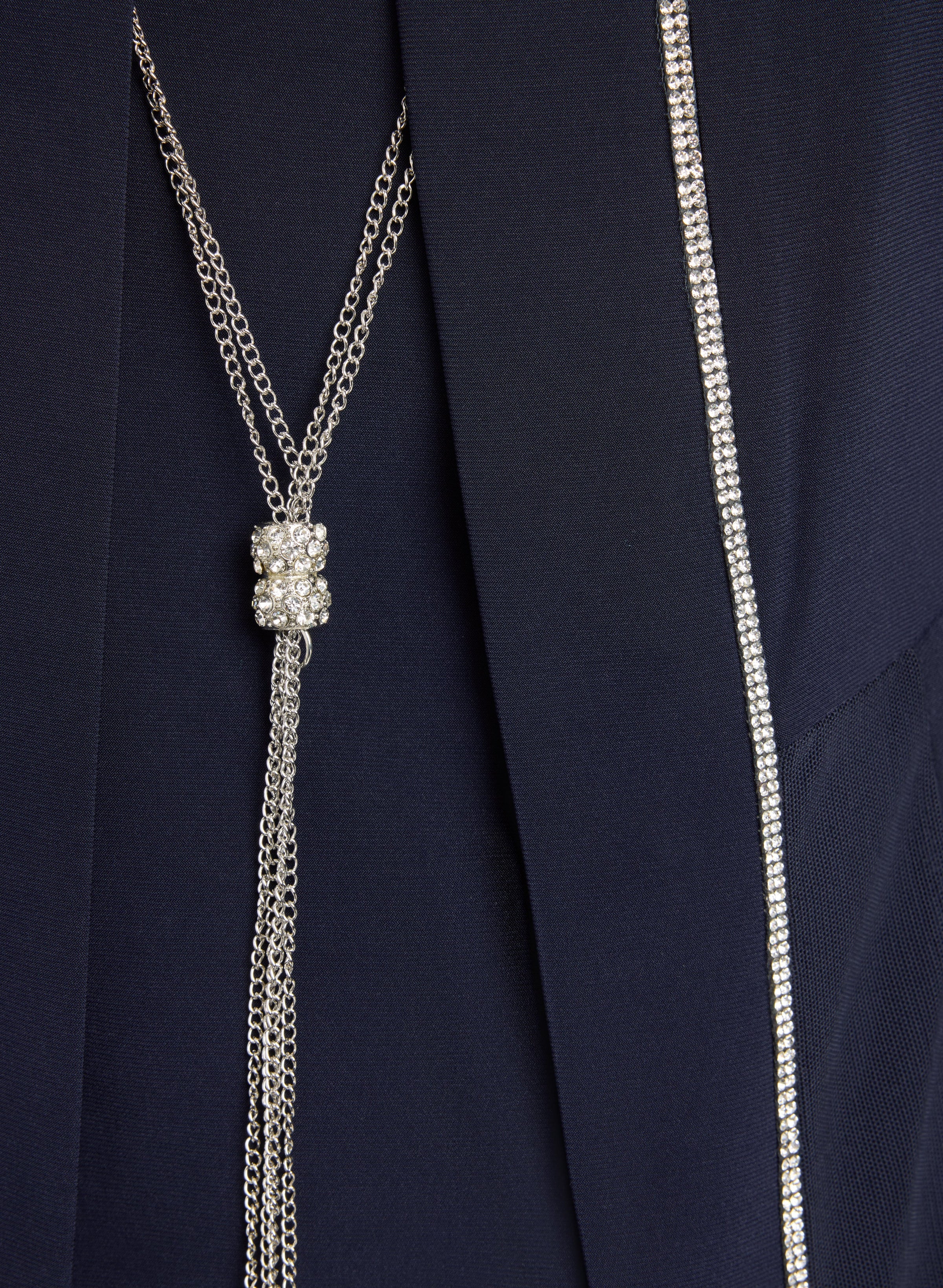 Rhinestone Trim Jacket, Top & Pants Set