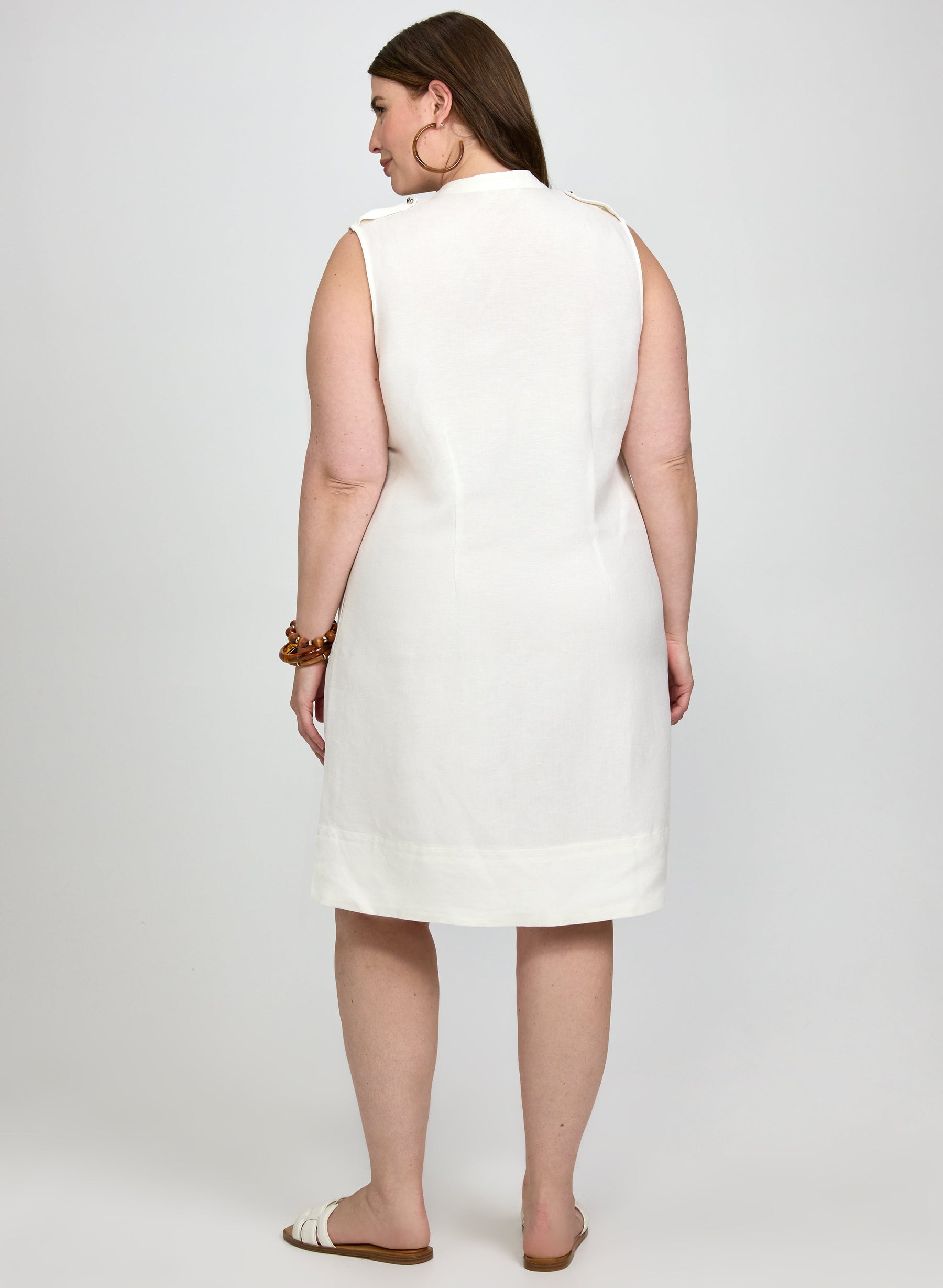 Linen-Blend Pocket Dress