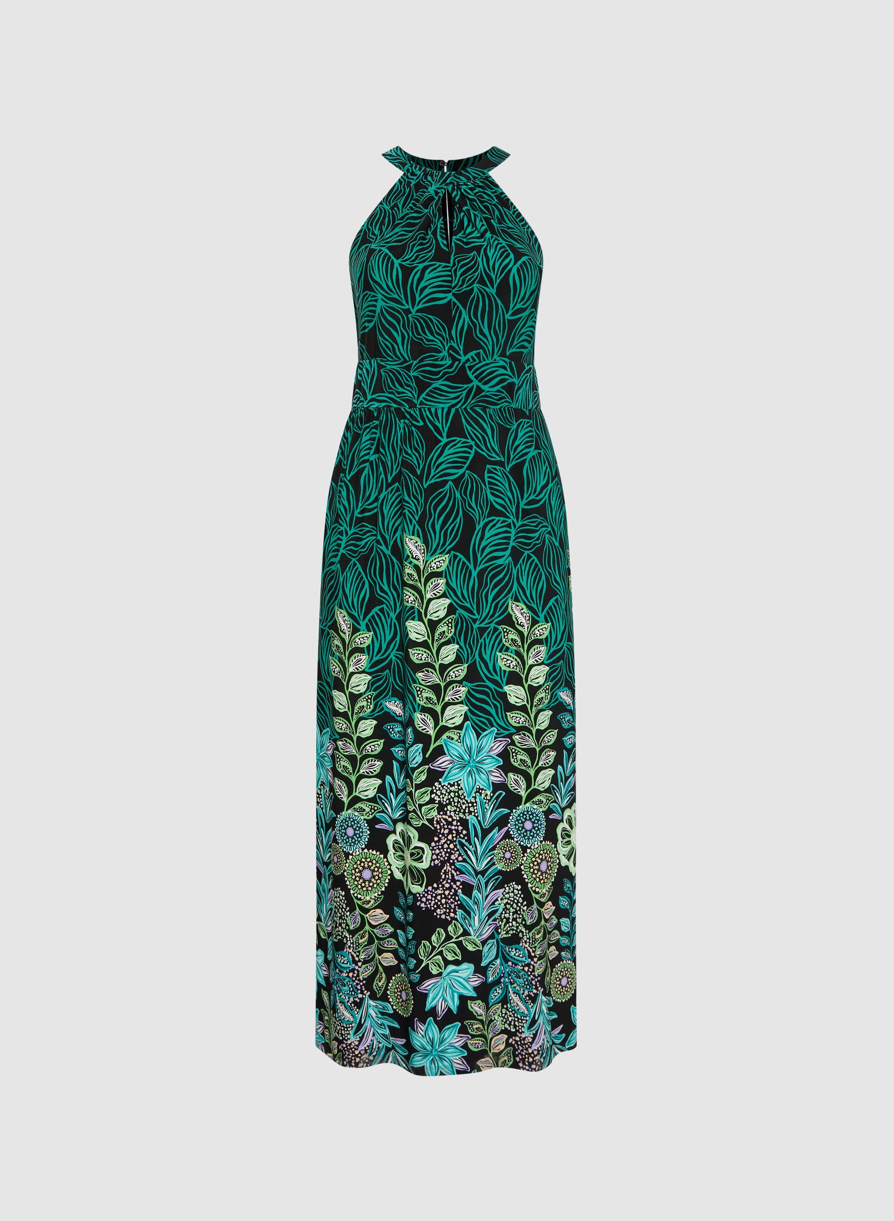Leaf Print Maxi Dress