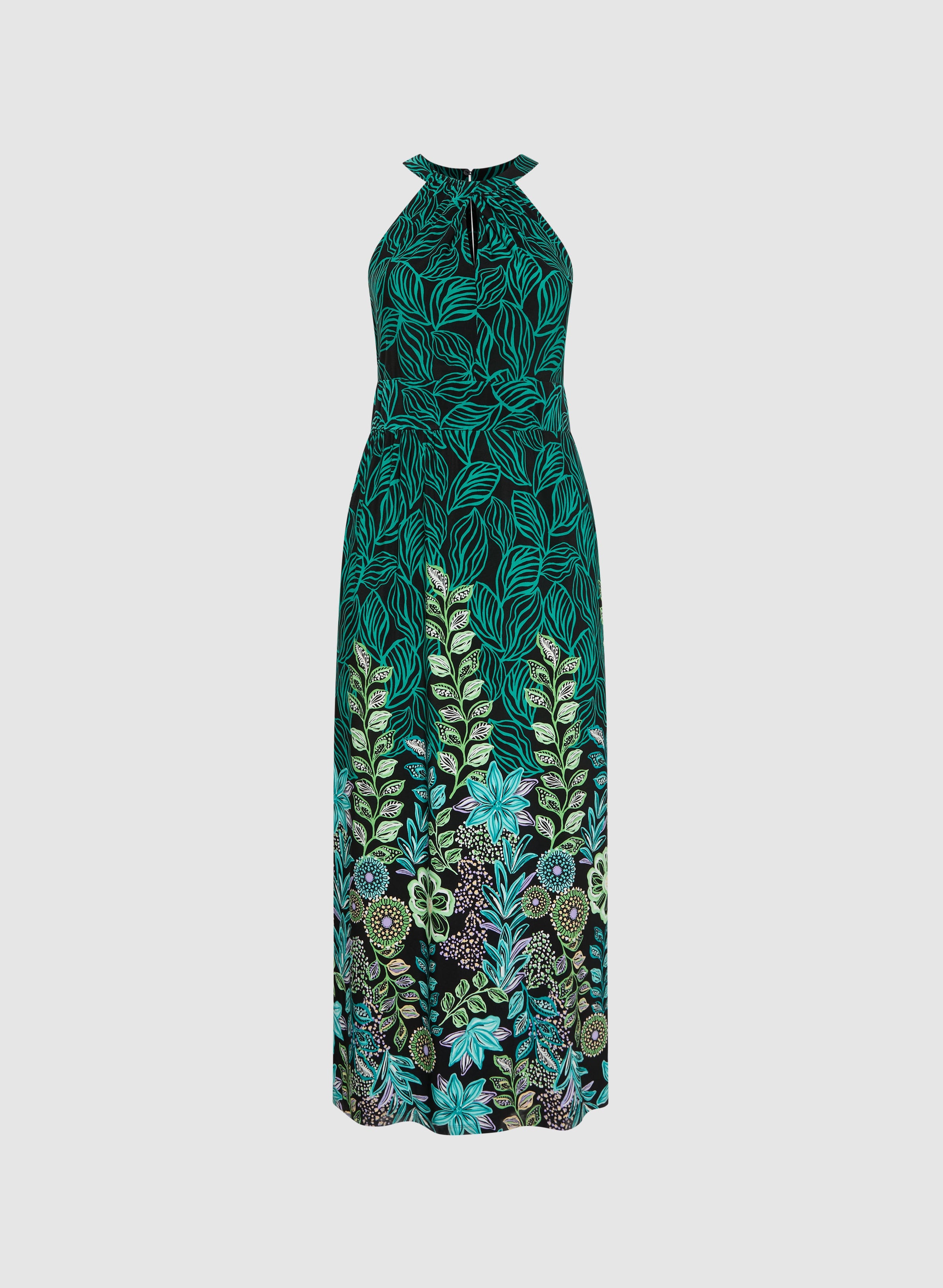 Leaf Print Maxi Dress