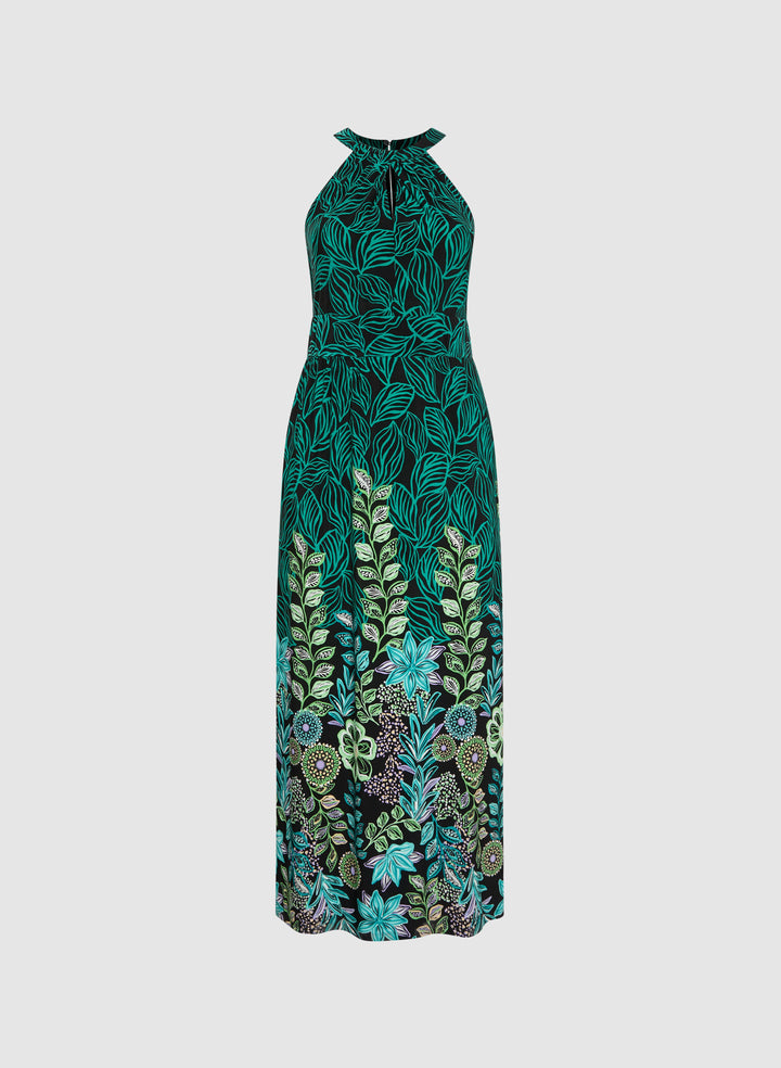 Leaf Print Maxi Dress
