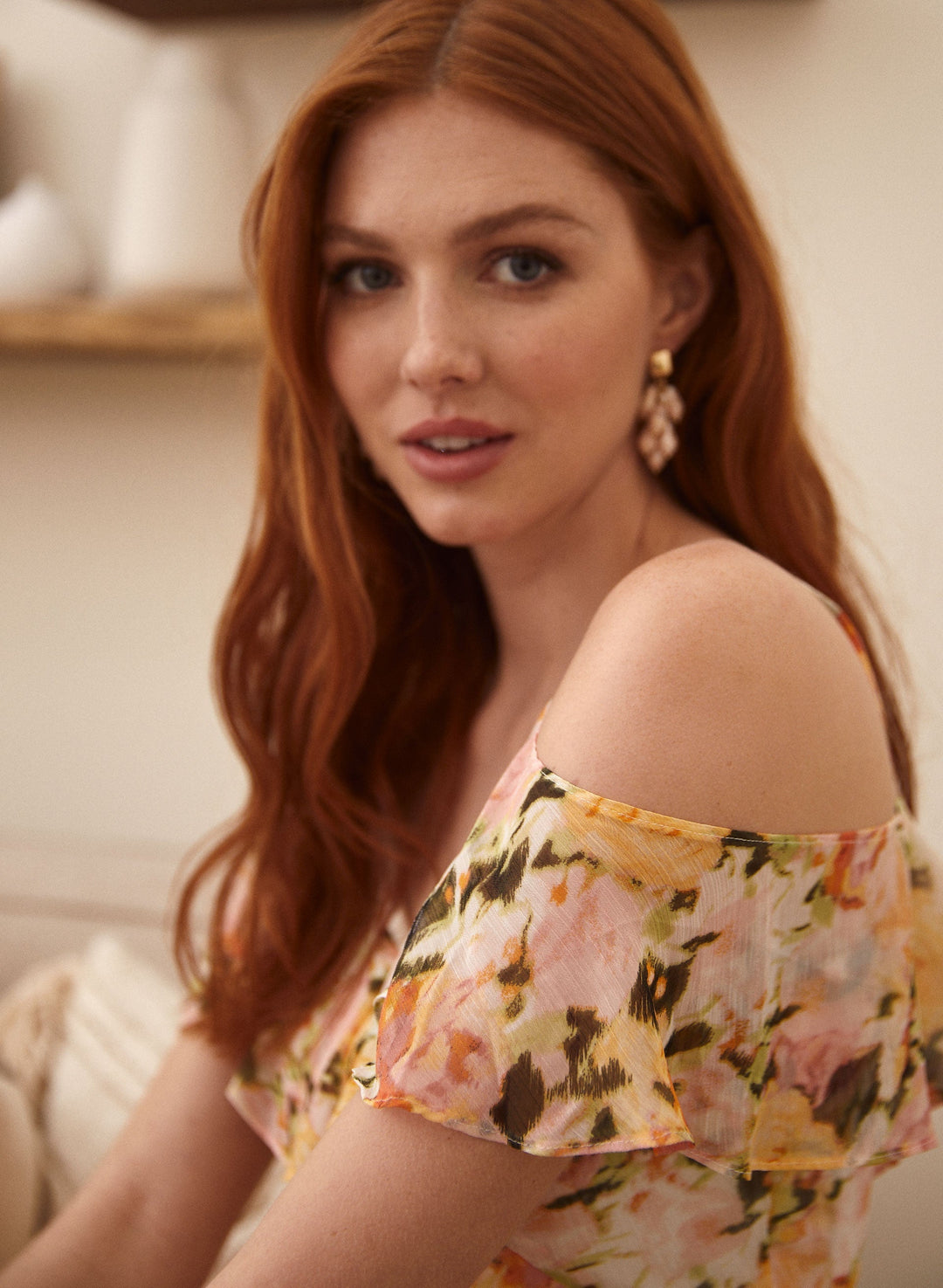 Floral Print Ruffle Detail Dress