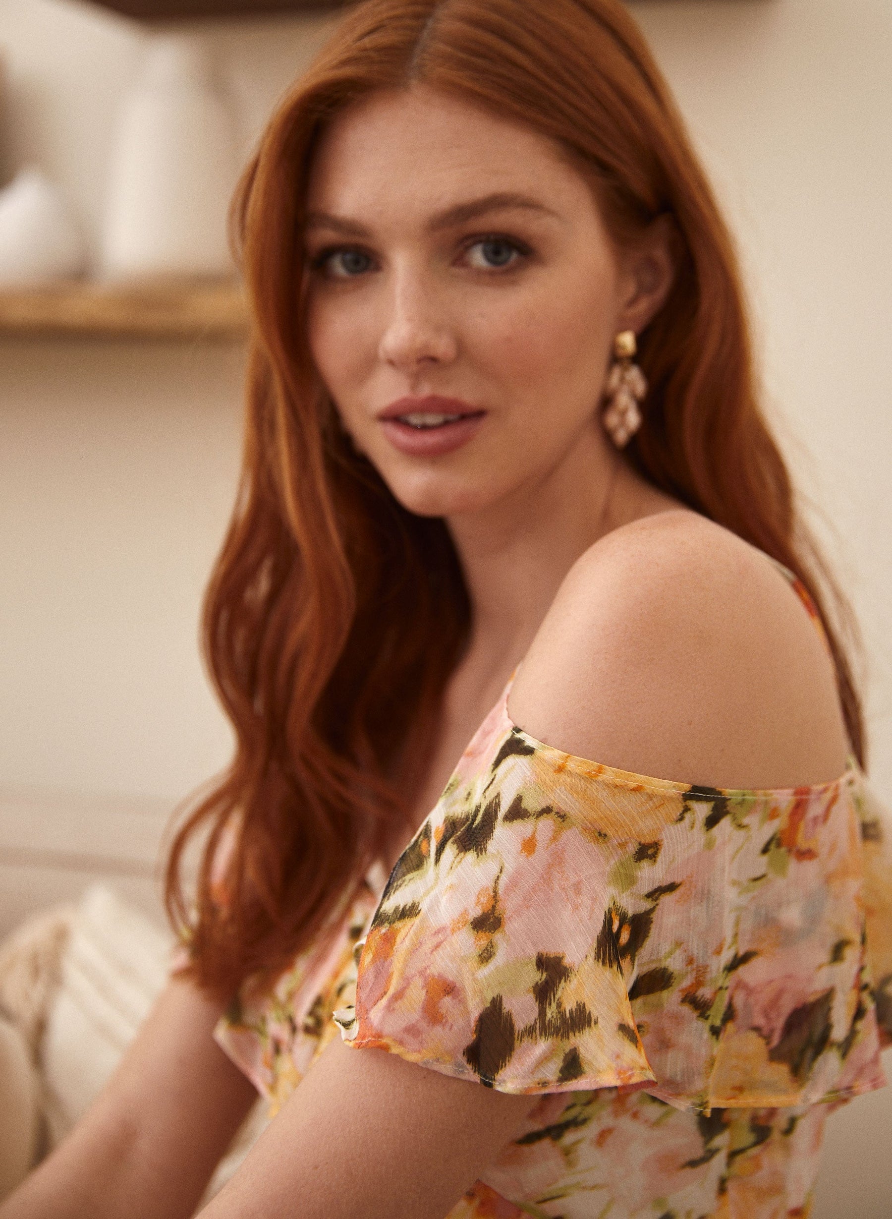 Floral Print Ruffle Detail Dress