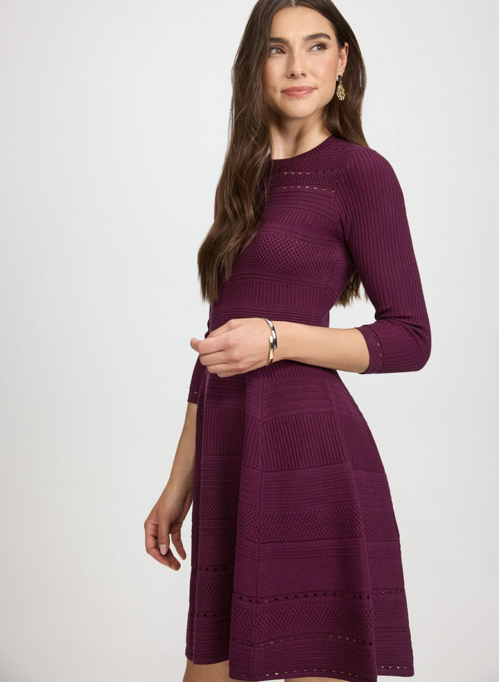 Pointelle Detail Knit Dress