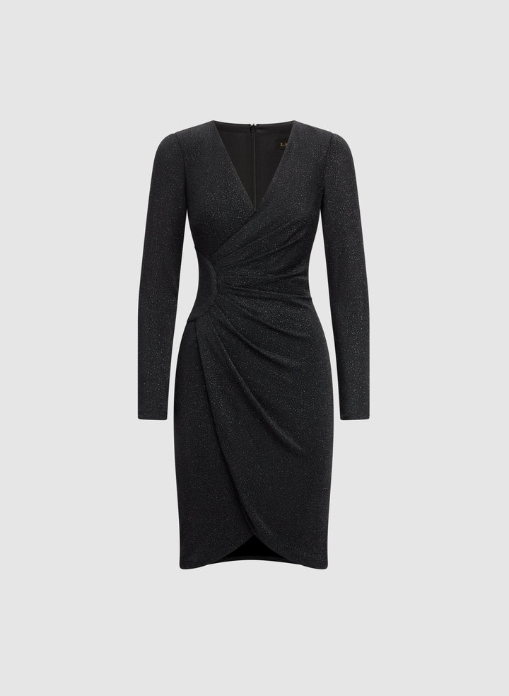 Draped Glitter Knit Dress