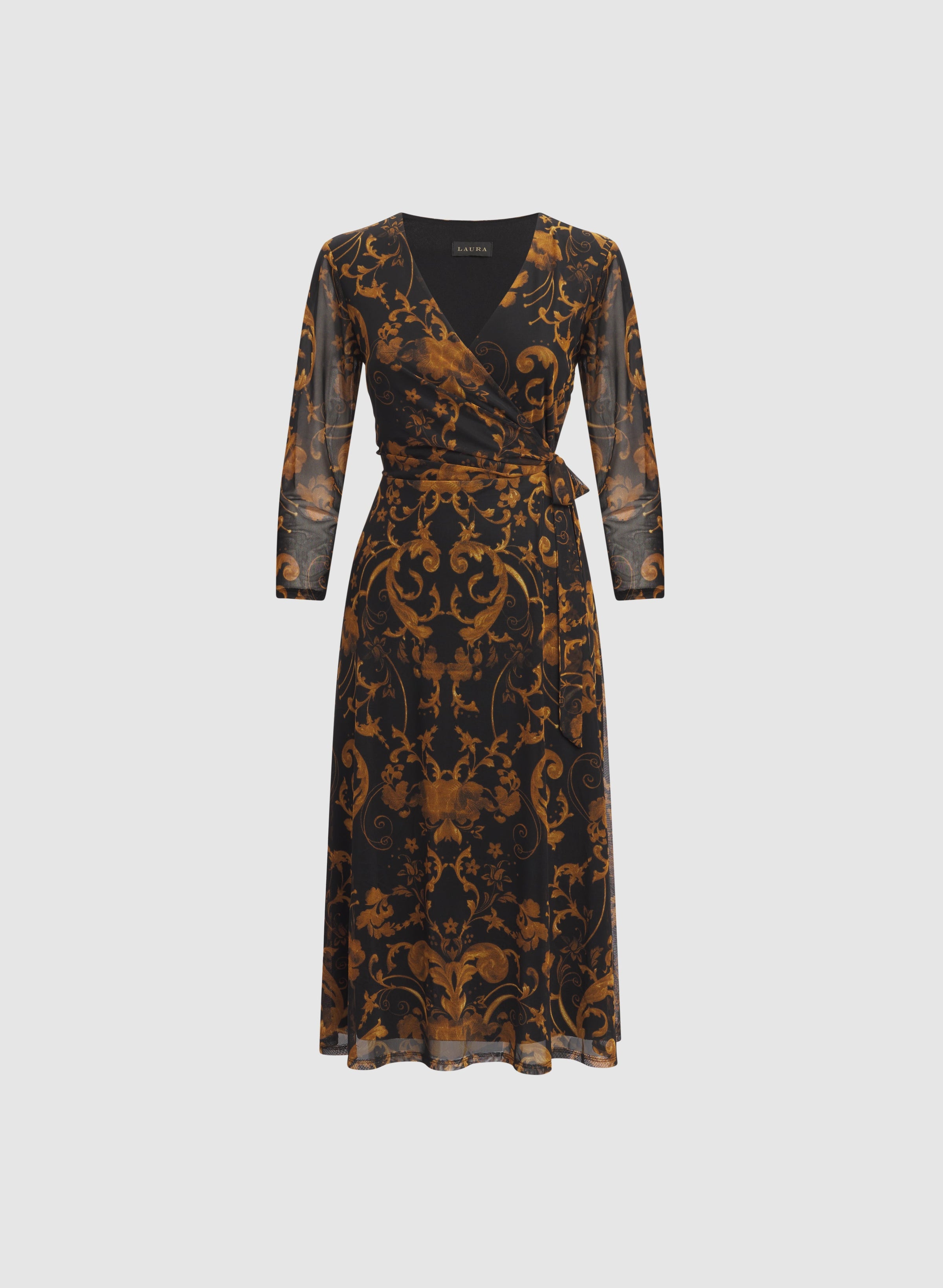 Paisley Faux-Wrap Dress