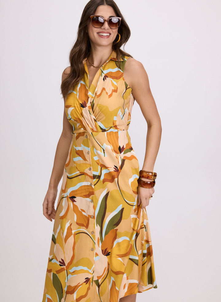 Floral Linen-Blend Dress