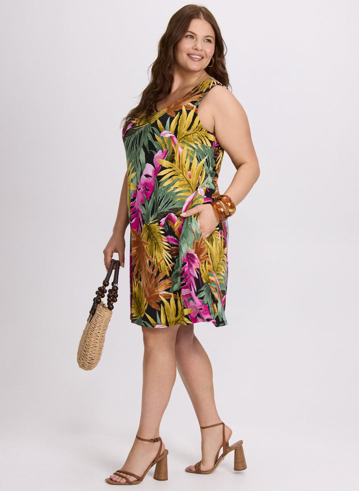 Palm Print A-Line Dress