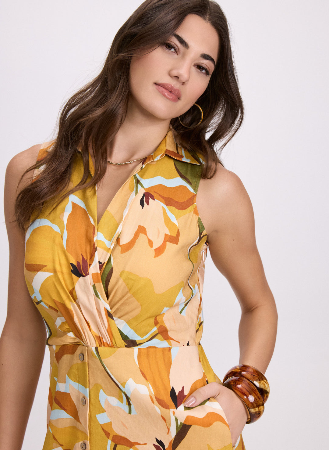 Floral Linen-Blend Dress