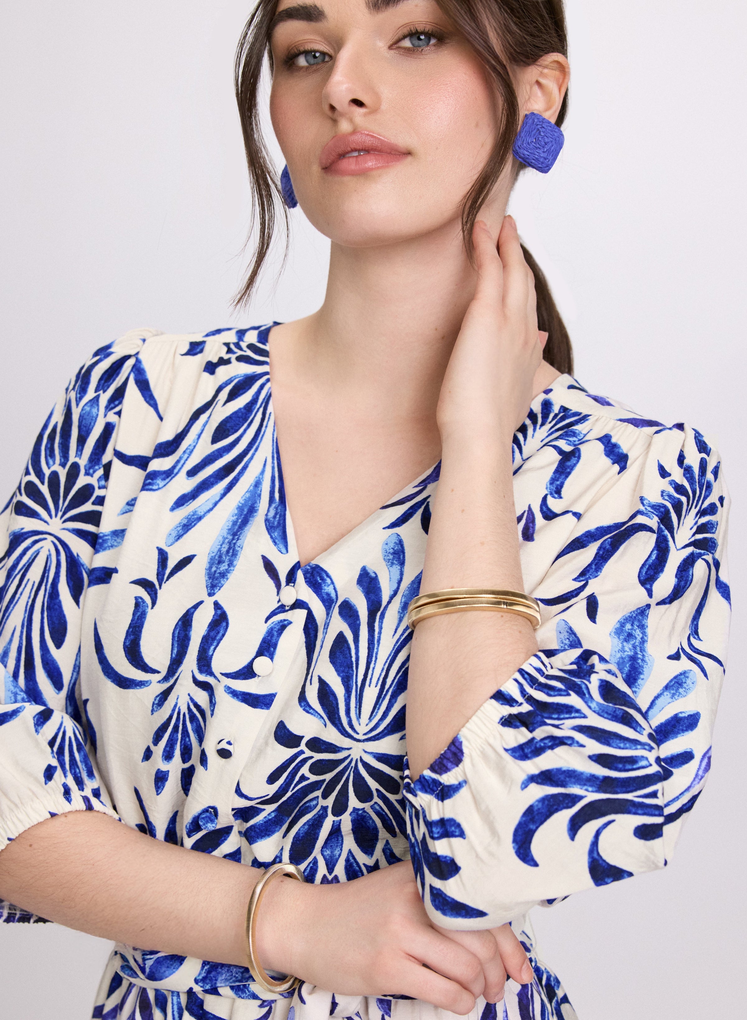 Printed Elbow Sleeve Dress