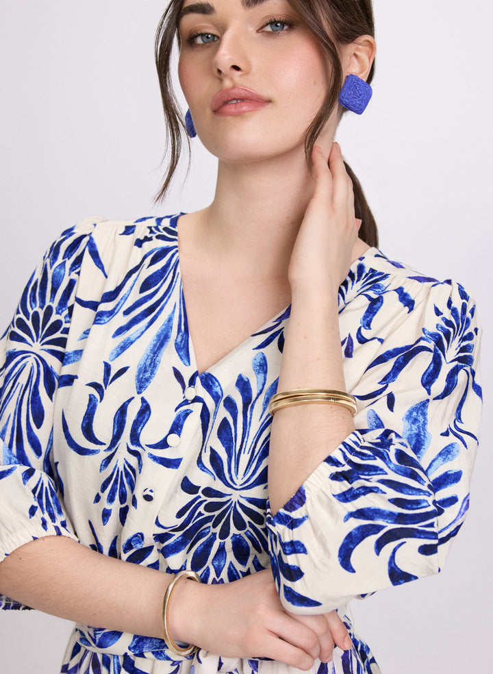 Printed Elbow Sleeve Dress