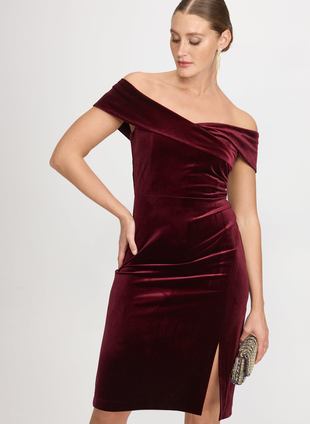 Off-The-Shoulder Velvet Dress