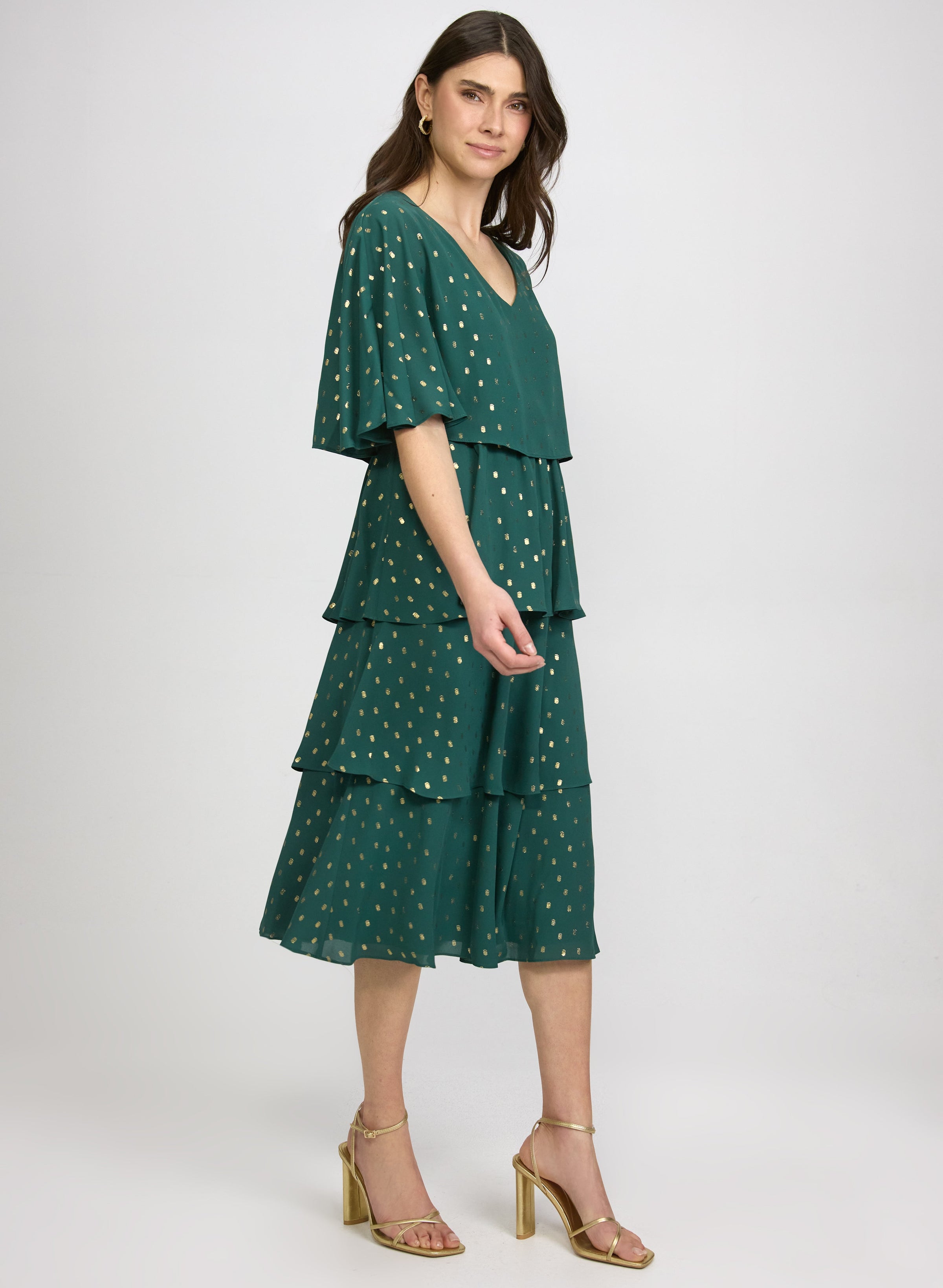 Foiled Chiffon Dress