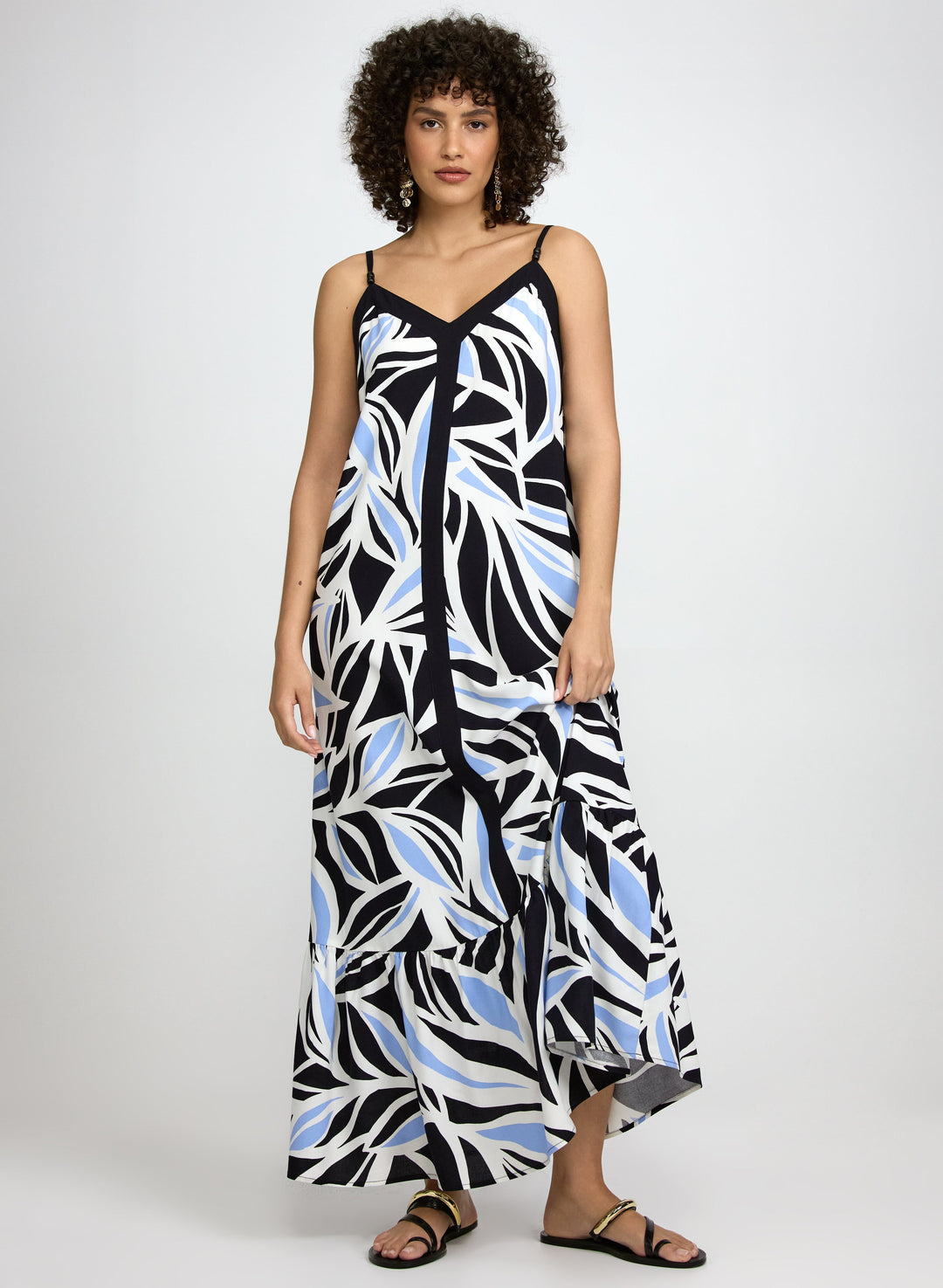 Leaf Print Maxi Dress