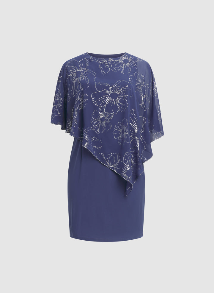 Metallic Floral Overlay Dress