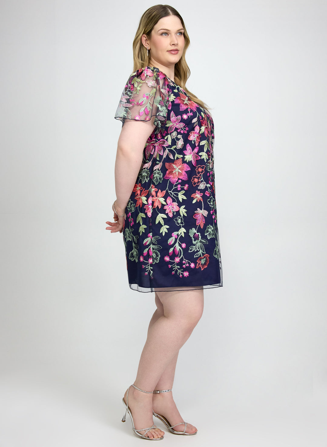 Floral Embroidered Mesh Dress