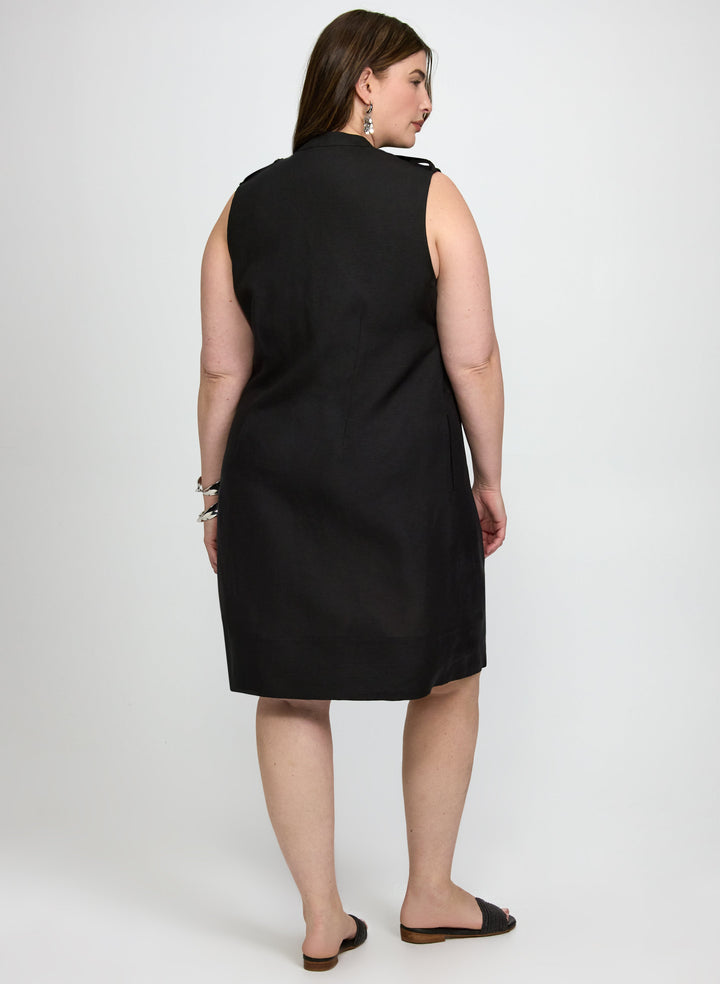 Linen-Blend Pocket Dress