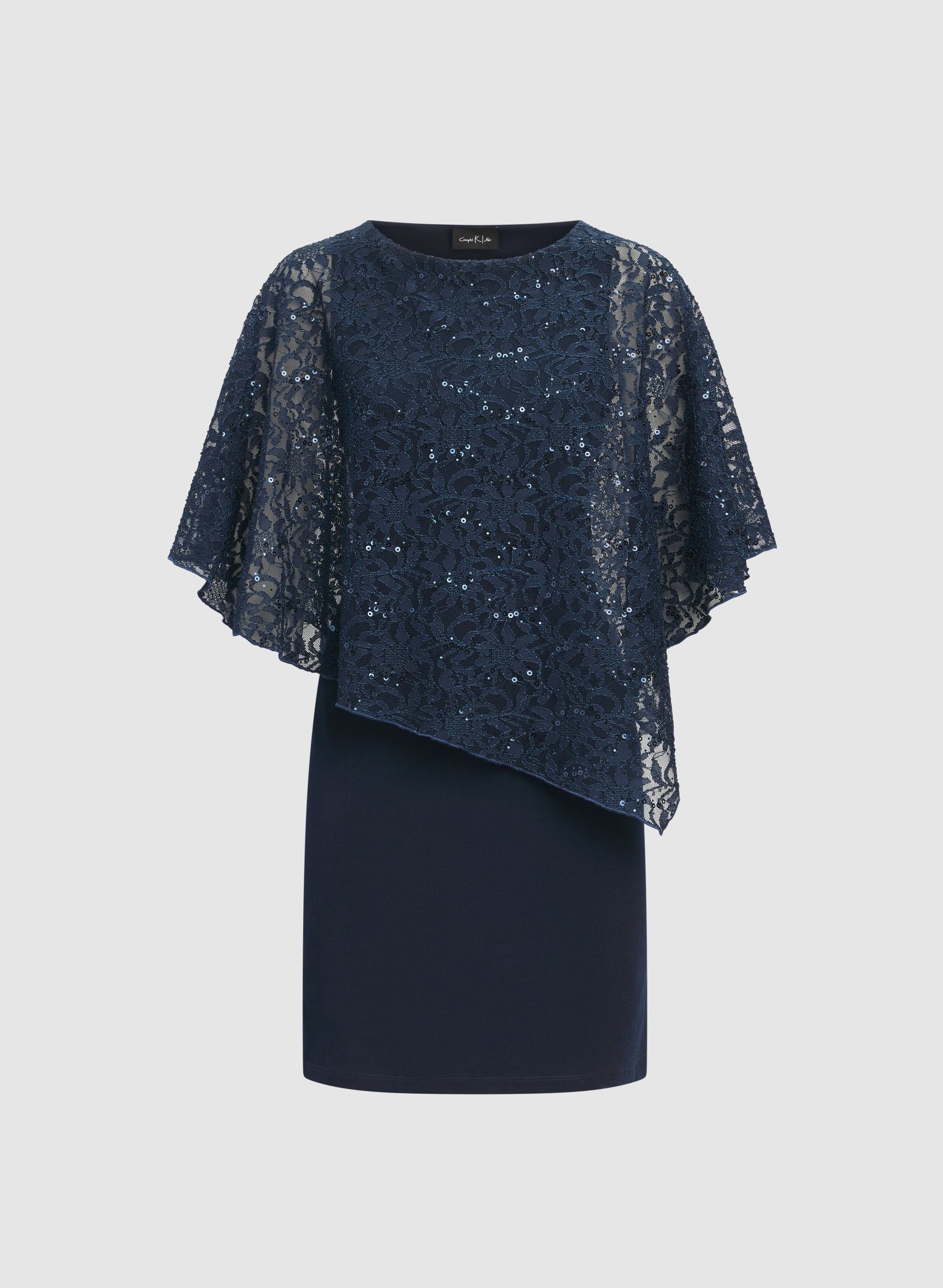 Compli K - Sequined Lace Capelet Dress