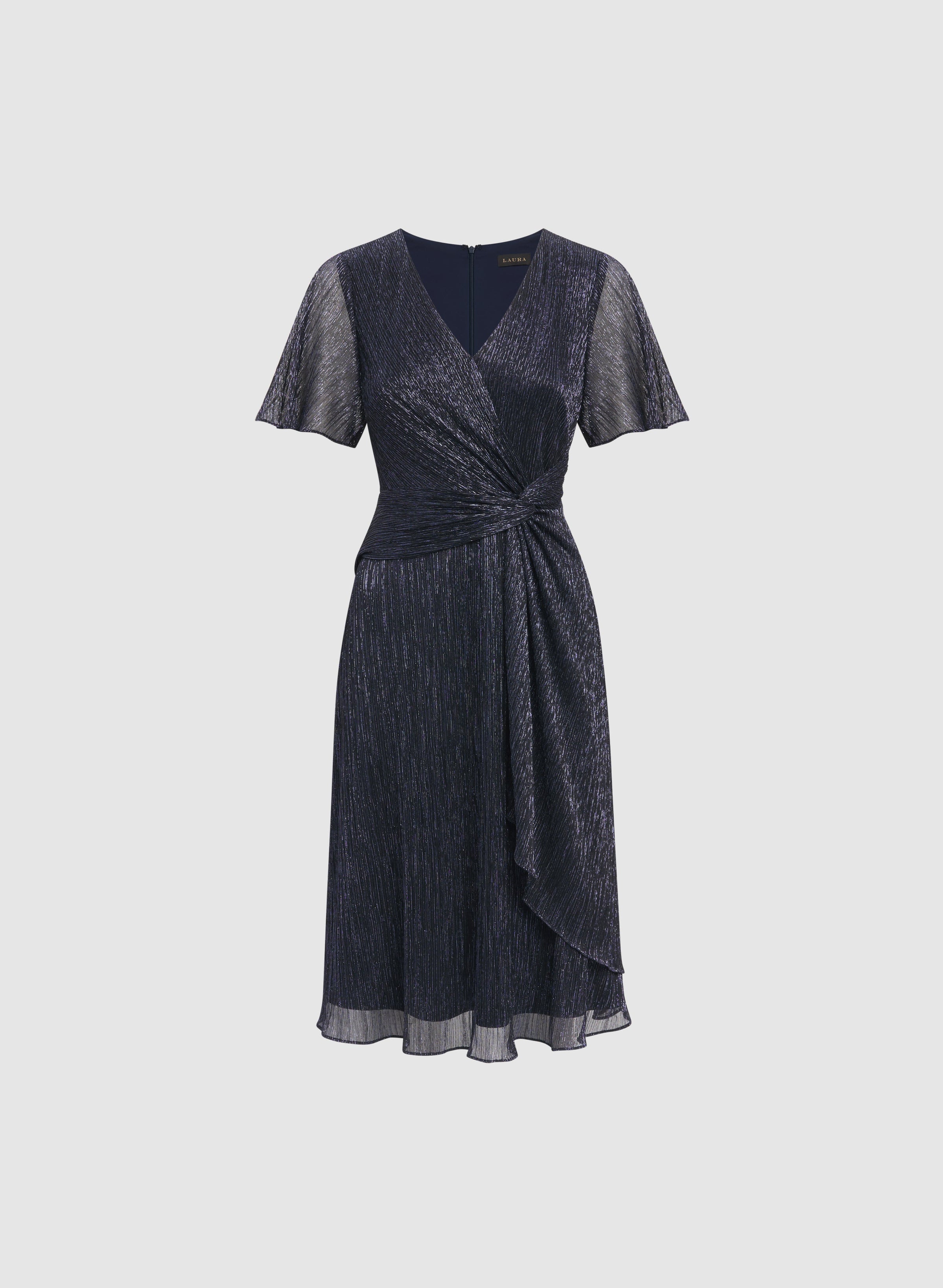 Metallic Plissé Dress